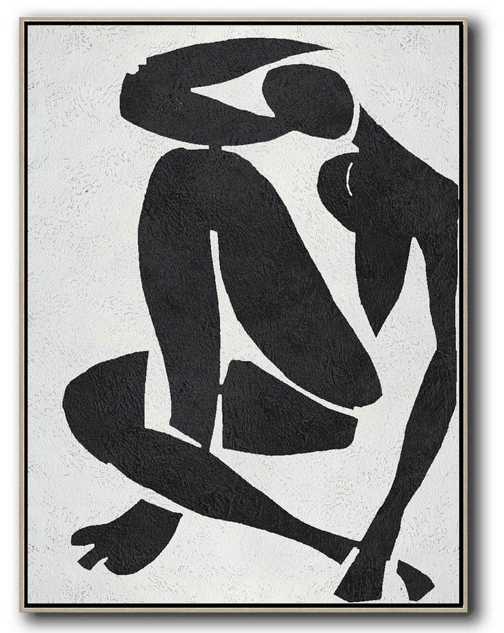 Huge Abstract Painting On Canvas,Black And White Minimal Painting On Canvas - Modern Paintings On Canvas